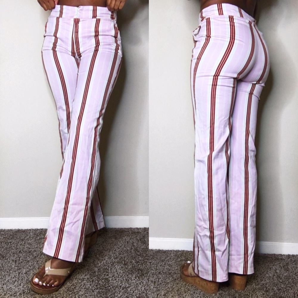 VINTAGE Tark 1 Paris, pink, high-rise, patterned plaid/pinstripe pants